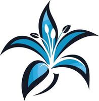 Abstract stylized blue flower with black outlines vector