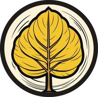 A stylized illustration of a single leaf in a circle, perfect for branding or design projects vector
