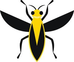 Simple and stylish element illustration of a yellow bug with black wings vector