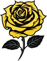 A single, stylized yellow rose with black outlines, perfect for adding a touch of elegance and beauty to your design projects vector