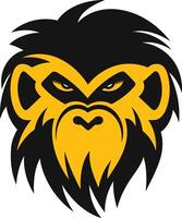 A fierce and bold logo featuring a stylized ape head with sharp, intense eyes vector