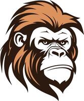 A powerful and striking illustration of a gorilla's face, perfect for branding, logos, or design projects needing a bold and primal touch vector