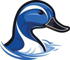 A bold and dynamic illustration of a duck's head with a blue and white color scheme vector