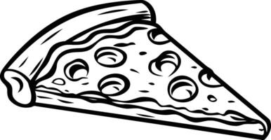 A simple black and white illustration of a single slice of pizza, perfect for adding a touch of italian flair to your designs vector
