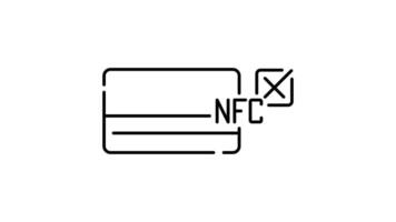 NFC wireless payment technology outline icon animation. transparent background video