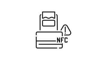 NFC wireless payment technology outline icon animation. transparent background video