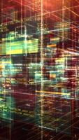 Animated virtual space filled with code snippets. video
