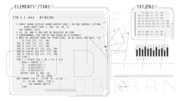 Abstract HUD interface with code and infographics. video