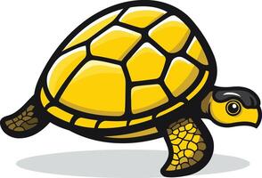 A cheerful cartoon turtle with a yellow shell and black outlines, perfect for children's books, educational materials, or branding vector