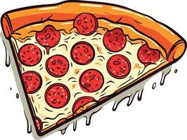 A delicious slice of pepperoni pizza with gooey cheese and a crispy crust vector
