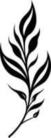 A simple yet elegant black and white illustration of a stylized floral branch vector