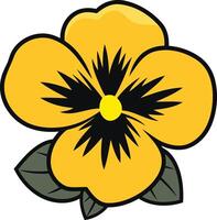 A cheerful yellow pansy with black center, perfect for spring designs, floral patterns, and nature inspired projects vector