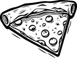 A bold, black and white illustration of a pizza slice, perfect for a menu, food blog, or design project vector