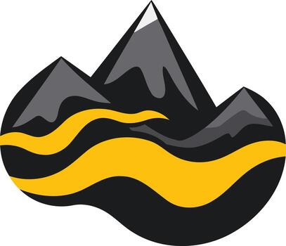 Simple, bold element illustration of a stylized mountain range with a yellow wave design vector