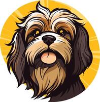 Cute cartoon illustration of a fluffy shih tzu dog with a friendly expression, perfect for pet related designs and branding vector