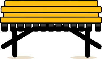 Simple cartoon illustration of a yellow park bench with black legs, perfect for website design, app icons, and children's illustrations vector
