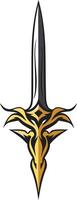 A sharp, stylized dagger with gold embellishments, perfect for branding or design projects that require a strong, edgy aesthetic vector