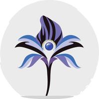 Stylized blue and black flower with a jewel center vector