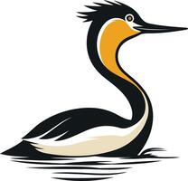 Simple, bold illustration of a great crested grebe vector