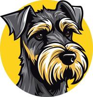 A detailed and playful illustration of a miniature schnauzer with a friendly expression vector