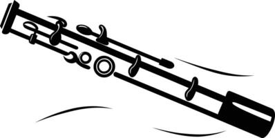 A simple black and white illustration of a clarinet, perfect for musical themes, design elements, or branding vector
