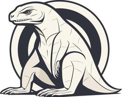 A fierce, stylized illustration of a reptilian creature in a powerful pose vector