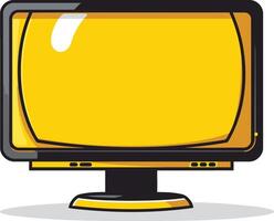 A cartoon style illustration of a yellow computer monitor with a blank screen, perfect for displaying your own content vector