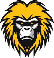 A fierce and powerful mascot design of a golden haired monkey or ape with sharp eyes and a determined expression vector