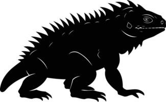 A bold, black silhouette of an iguana, perfect for graphic design projects or as a powerful symbol of nature vector