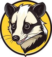 Cute cartoon illustration of a smiling badger in a circular frame vector
