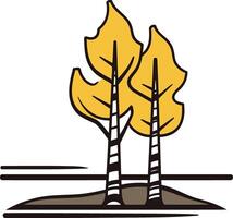 Simple illustration of three stylized trees with yellow leaves vector
