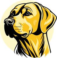 A stylized illustration of a yellow labrador retriever's head in profile, perfect for dog related brands, websites, or social media vector