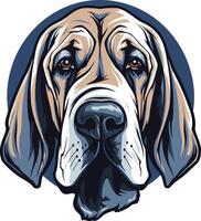 A close up illustration of a majestic dog's head, showcasing its expressive eyes and powerful features vector