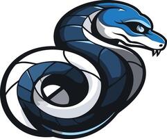 A bold and dynamic illustration of a coiled snake with a blue and white color scheme vector