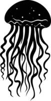 A simple yet striking silhouette of a jellyfish, perfect for designs focusing on marine life, nature, or abstract art vector