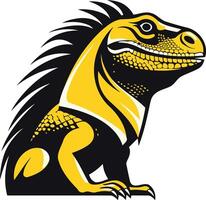 A fierce and bold illustration of a yellow iguana, perfect for logos, branding, and designs for businesses seeking a strong and unique identity vector