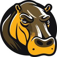 A fierce and powerful cartoon hippopotamus mascot logo vector