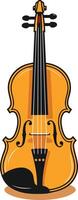 A cheerful cartoon illustration of a violin with a yellow body and black strings, perfect for adding a musical touch to your designs vector