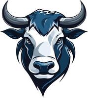 Powerful bull head illustration, perfect for sports teams, branding, and designs requiring a strong, masculine image vector