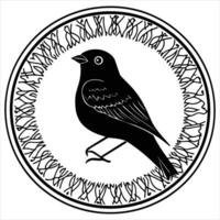 A black silhouette bird mandala on a white background vector