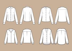 Blouse set, different models set. Flat illustration vector