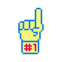 number one hand pointing up gesture pixel art vector