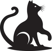 Silhouette illustration of a cute kitten playing with a ball vector