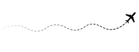 Airplane route line and dash line trace. Airline path. vector