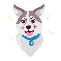 Basic RGBA flat style sticker of dog cartoon with smily expression vector