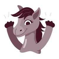 A flat style sticker of cute pony with smile vector