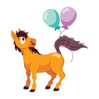 Basic Comic style sticker of horse balloons vector