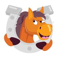 A flat style mascot of horse hoof vector