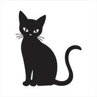 Elegant Black Cat Silhouette with White Background Art vector
