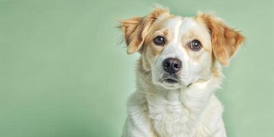 A Cute Dog with green of background photo